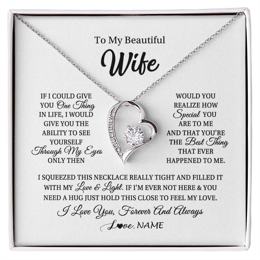 Personalized To My Beautiful Wife Necklace From Husband If I Could Give You Wife Birthday Anniversary Wedding Day Christmas Customized Gift Box Message Card
