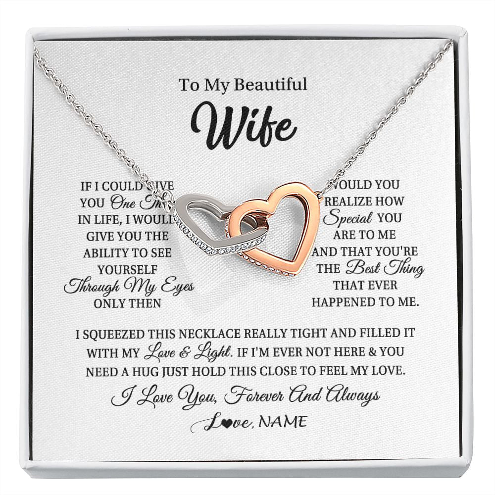 Personalized To My Beautiful Wife Necklace From Husband If I Could Give You Wife Birthday Anniversary Wedding Day Christmas Customized Gift Box Message Card