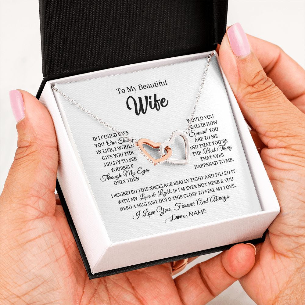 Personalized To My Beautiful Wife Necklace From Husband If I Could Give You Wife Birthday Anniversary Wedding Day Christmas Customized Gift Box Message Card