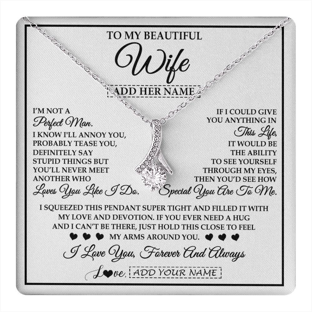 Personalized To My Beautiful Wife Necklace From Husband Love You Like I Do Promise Wife Romantic Birthday Anniversary For Her Christmas Gift Box Message Card
