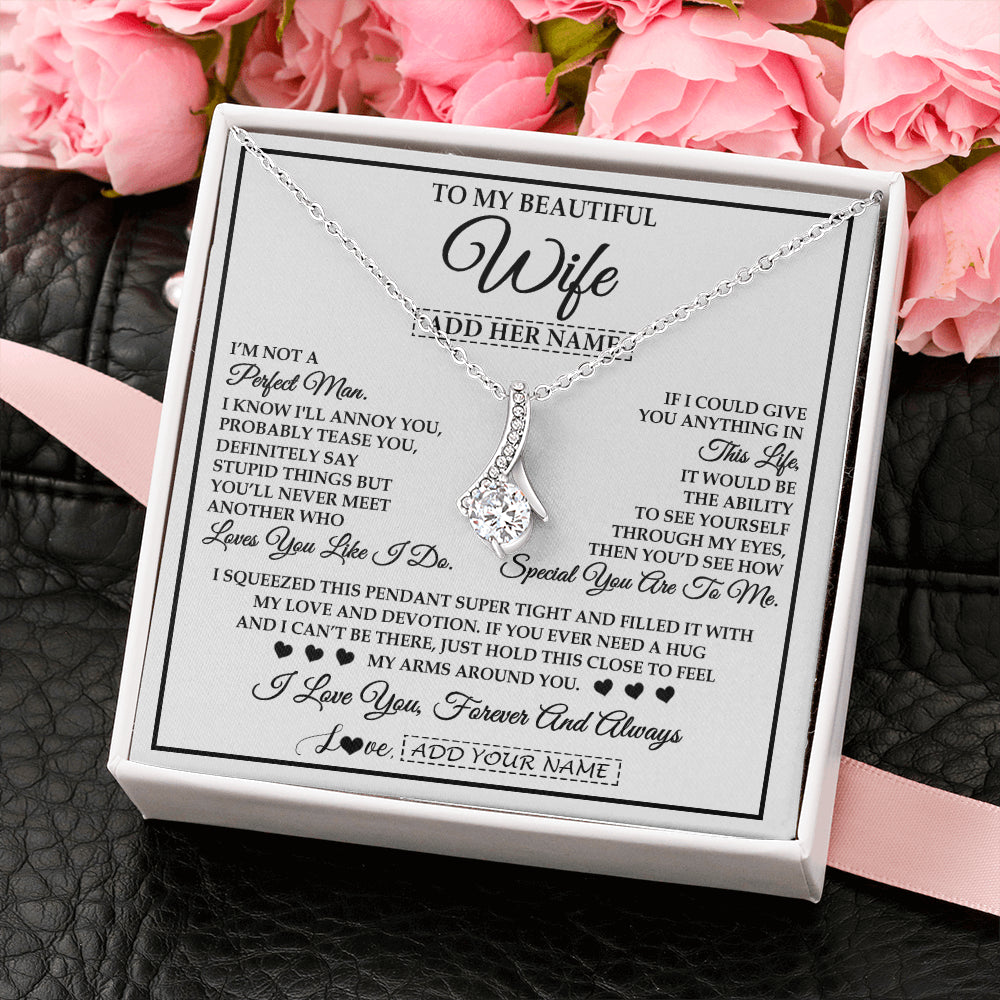 Personalized To My Beautiful Wife Necklace From Husband Love You Like I Do Promise Wife Romantic Birthday Anniversary For Her Christmas Gift Box Message Card