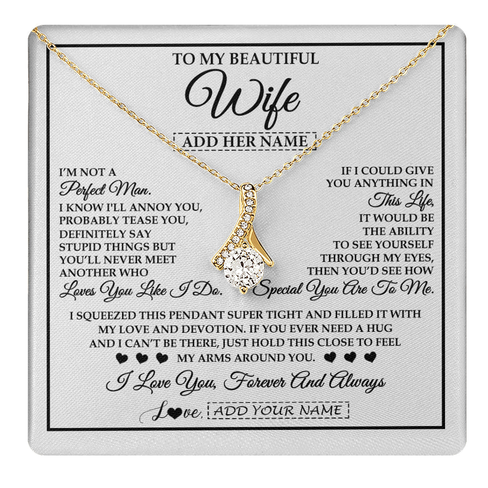 Personalized To My Beautiful Wife Necklace From Husband Love You Like I Do Promise Wife Romantic Birthday Anniversary For Her Christmas Gift Box Message Card