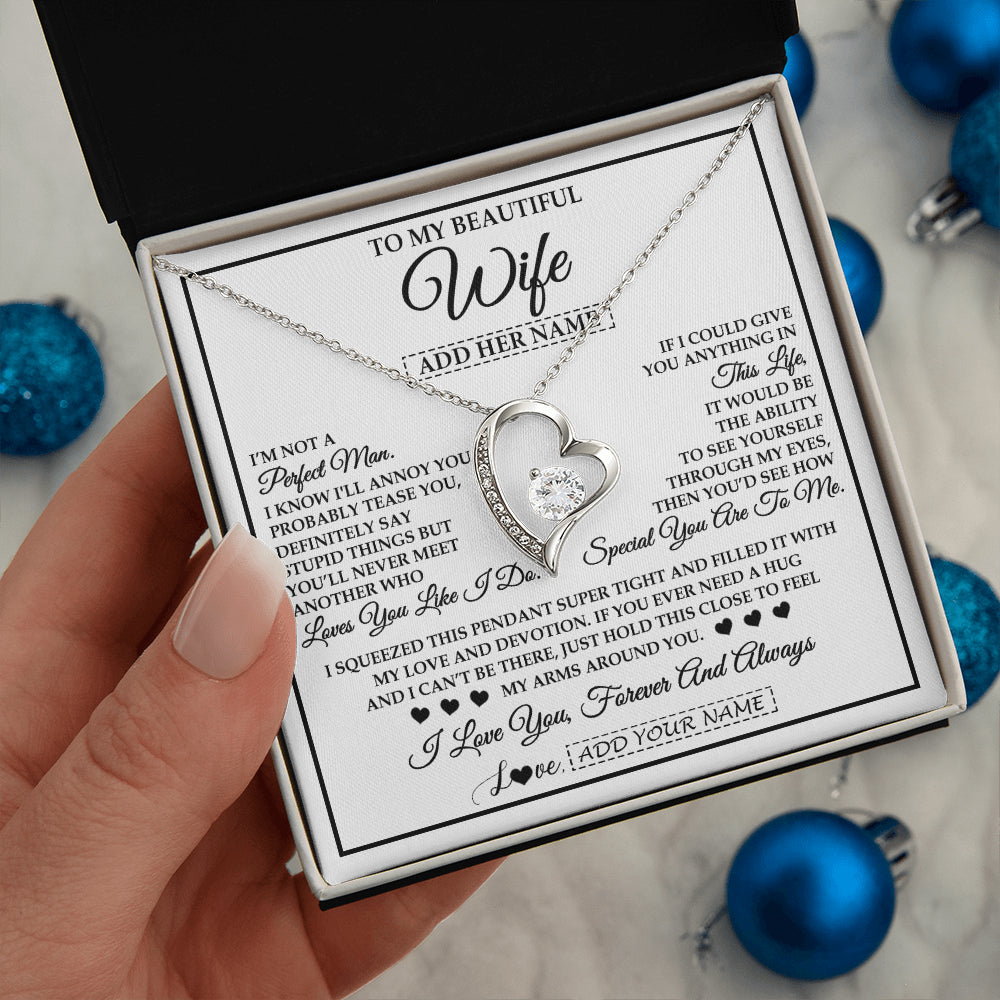 Personalized To My Beautiful Wife Necklace From Husband Love You Like I Do Promise Wife Romantic Birthday Anniversary For Her Christmas Gift Box Message Card