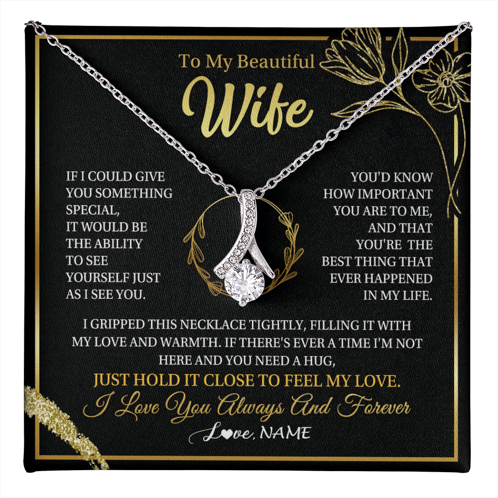 Personalized To My Beautiful Wife Necklace From Husband My Love Wife Birthday Romantic Unique Anniversary Wedding Christmas Customized Gift Box Message Card