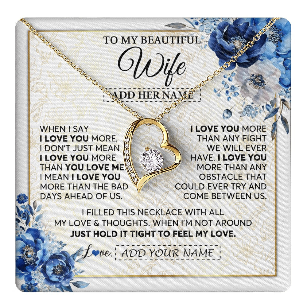 Personalized To My Beautiful Wife Necklace From Husband When I Say Wife Gifts Romantic Birthday Valentines For Her Christmas Custom Gift Box Message Card