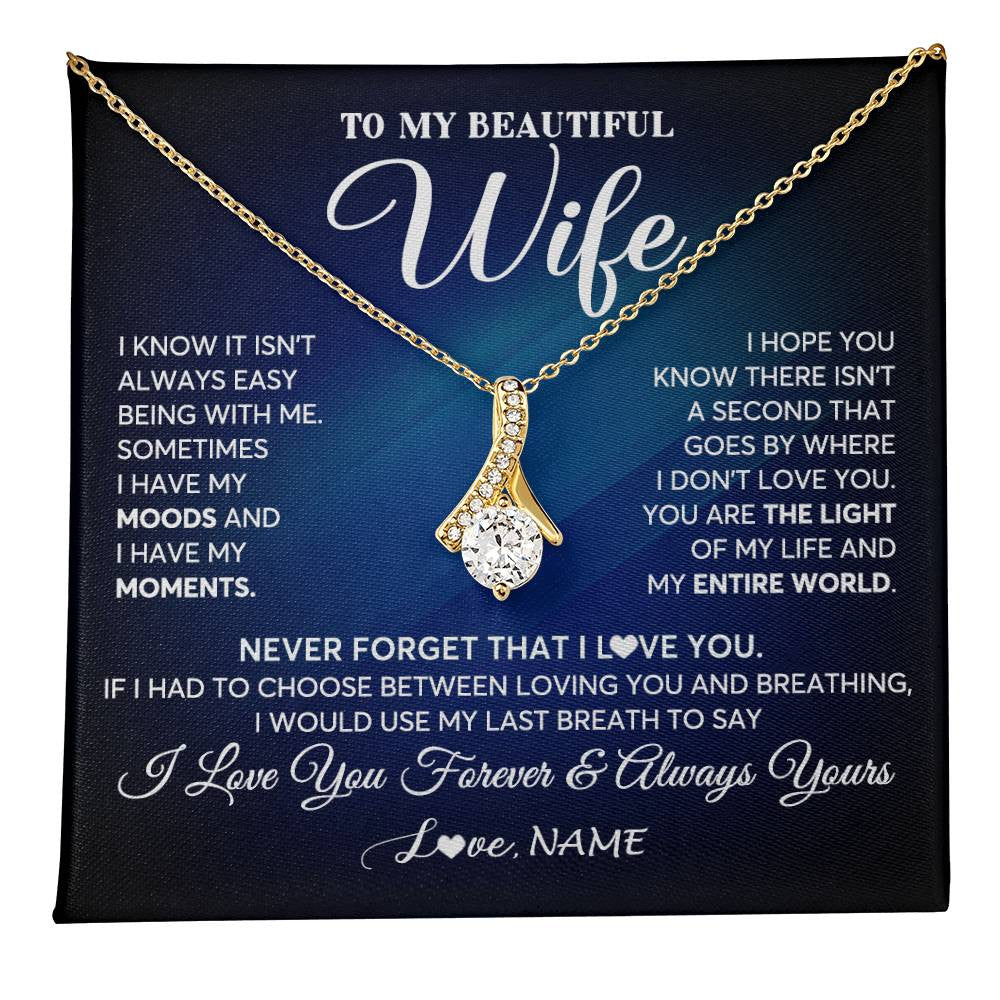 Personalized To My Beautiful Wife Necklace From Husband You Are The Light Of My Life Soulmate Wife Birthday Valentines Customized Gift Box Message Card