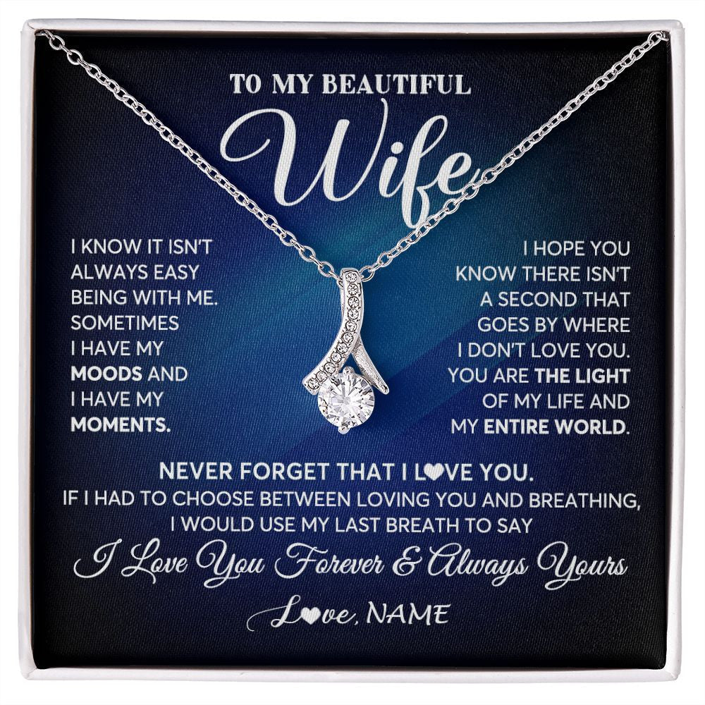 Personalized To My Beautiful Wife Necklace From Husband You Are The Light Of My Life Soulmate Wife Birthday Valentines Customized Gift Box Message Card