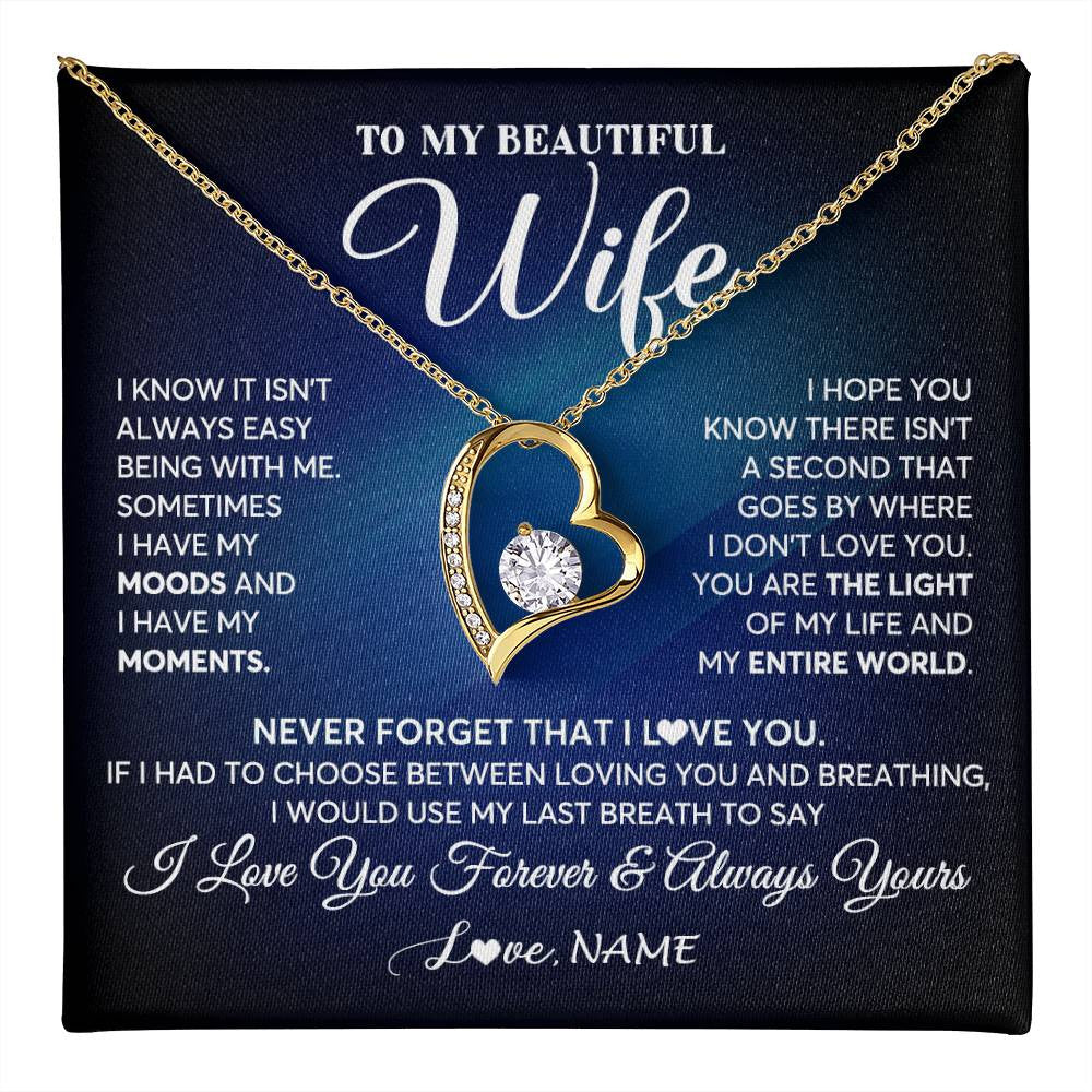 Personalized To My Beautiful Wife Necklace From Husband You Are The Light Of My Life Soulmate Wife Birthday Valentines Customized Gift Box Message Card