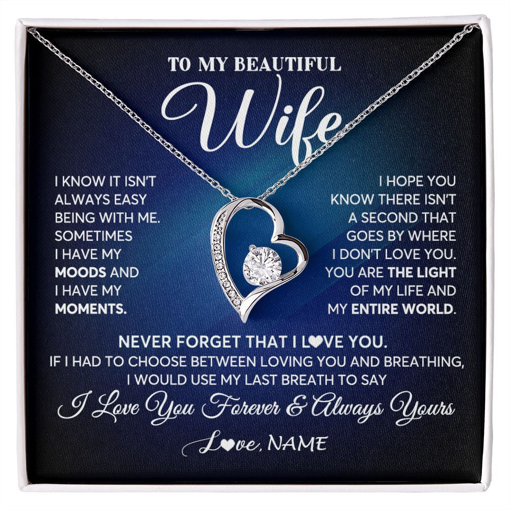 Personalized To My Beautiful Wife Necklace From Husband You Are The Light Of My Life Soulmate Wife Birthday Valentines Customized Gift Box Message Card