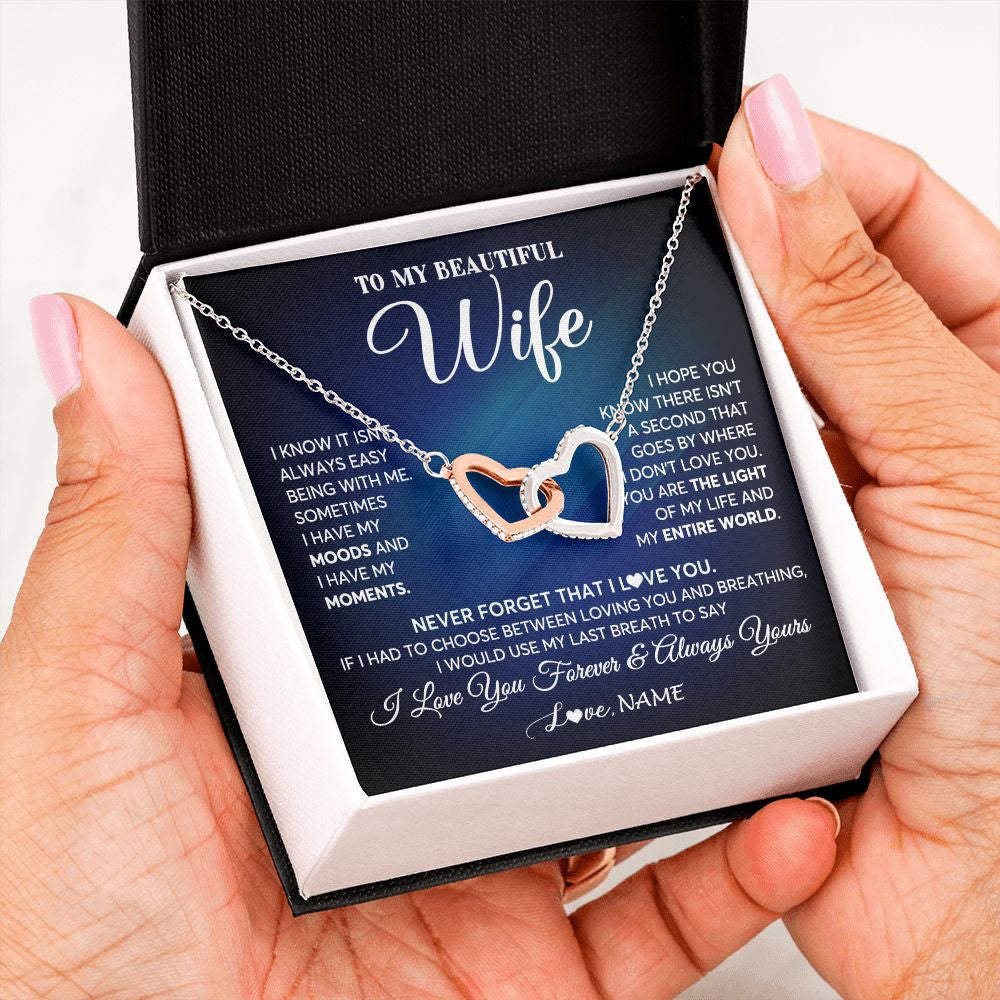 Personalized To My Beautiful Wife Necklace From Husband You Are The Light Of My Life Soulmate Wife Birthday Valentines Customized Gift Box Message Card