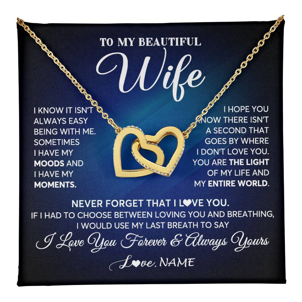 Personalized To My Beautiful Wife Necklace From Husband You Are The Light Of My Life Soulmate Wife Birthday Valentines Customized Gift Box Message Card