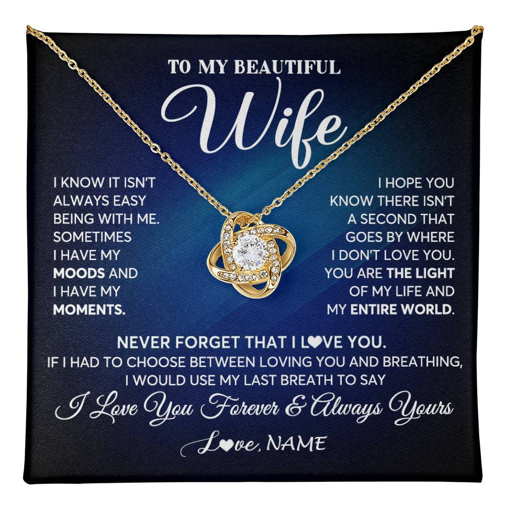 Personalized To My Beautiful Wife Necklace From Husband You Are The Light Of My Life Soulmate Wife Birthday Valentines Customized Gift Box Message Card