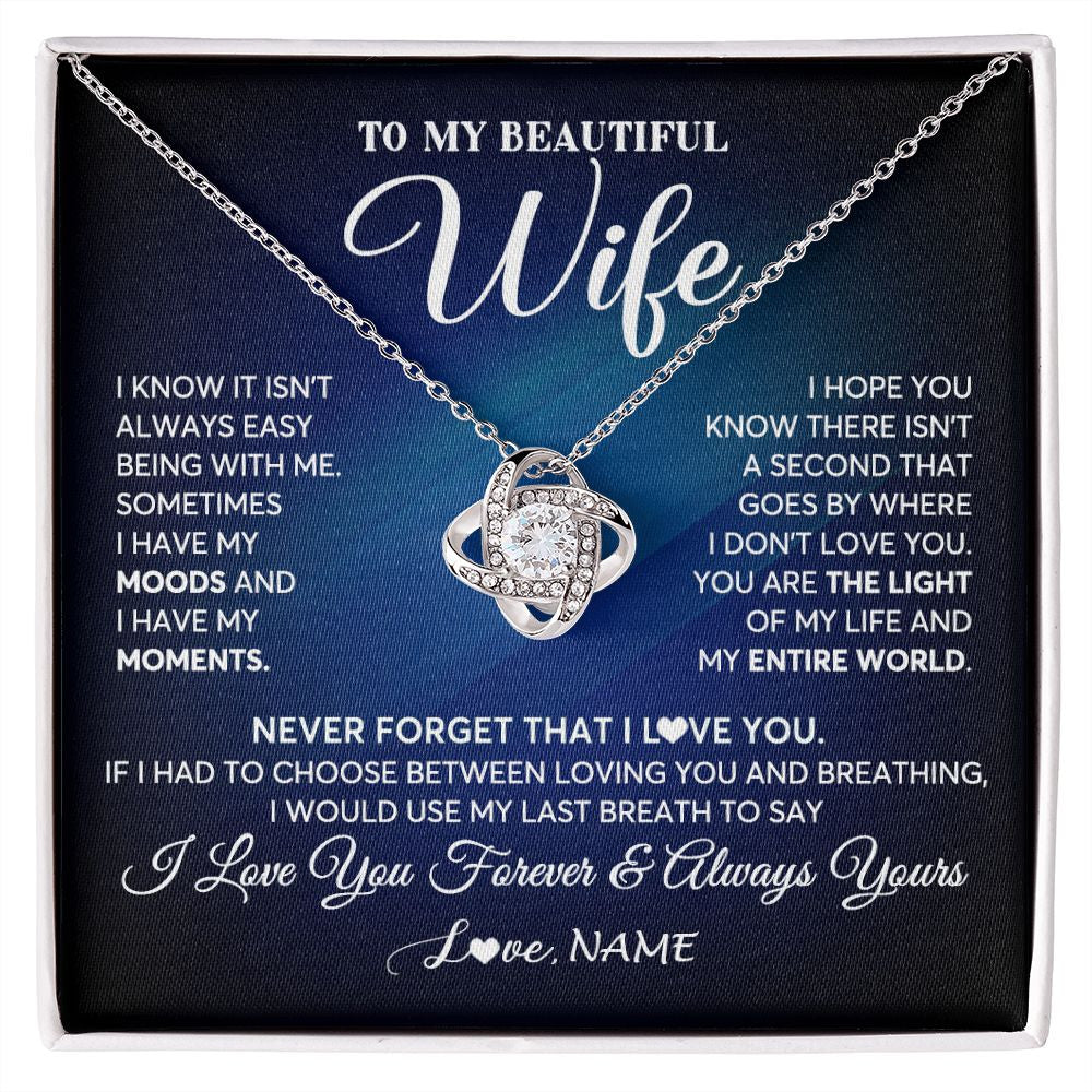 Personalized To My Beautiful Wife Necklace From Husband You Are The Light Of My Life Soulmate Wife Birthday Valentines Customized Gift Box Message Card