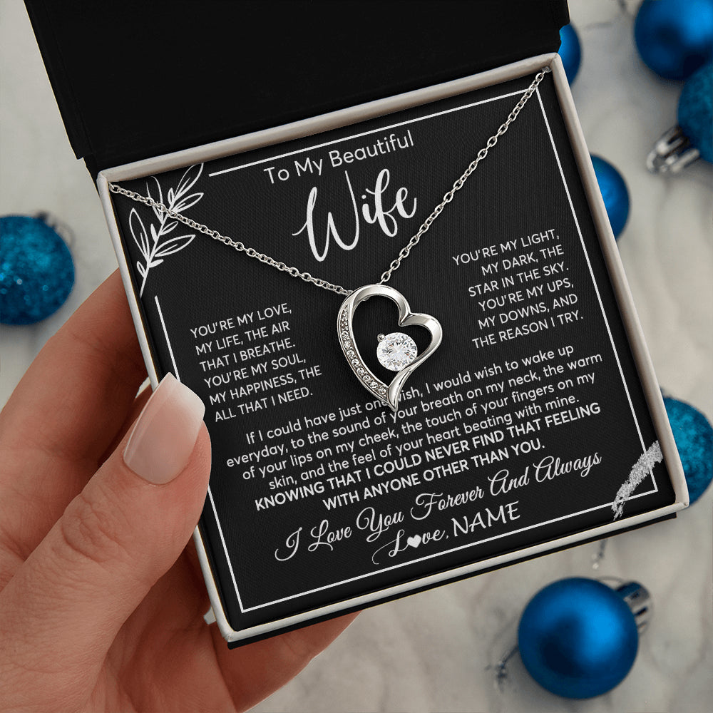 Personalized To My Beautiful Wife Necklace From Husband You're My Love Wife Birthday Anniversary Valentines Christmas Customized Gift Box Message Card