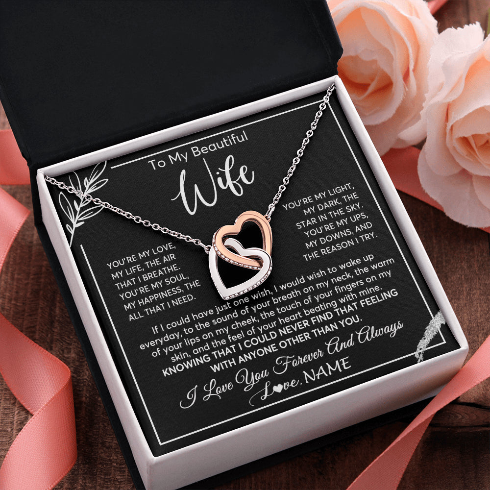 Personalized To My Beautiful Wife Necklace From Husband You're My Love Wife Birthday Anniversary Valentines Christmas Customized Gift Box Message Card
