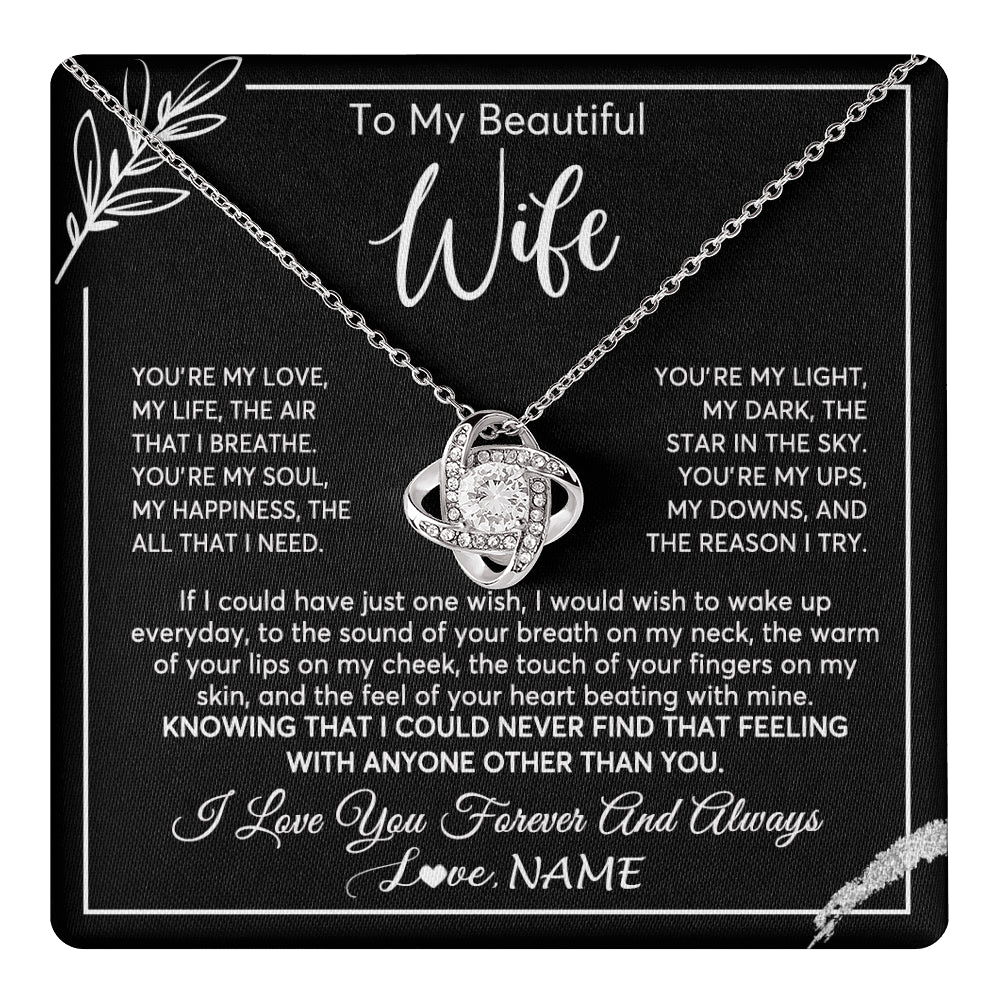 Personalized To My Beautiful Wife Necklace From Husband You're My Love Wife Birthday Anniversary Valentines Christmas Customized Gift Box Message Card