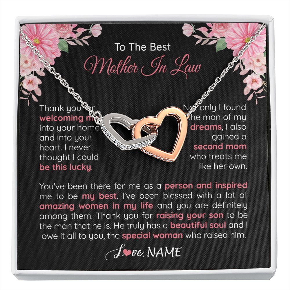Personalized To My Best Mother In Law Necklace From Daugter In Law Thank You Husband Mom Mother Birthday Wedding Day Christmas Customized Gift Box Message Card
