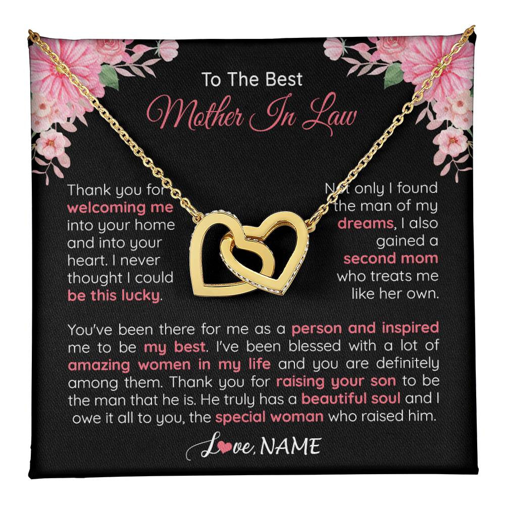 Personalized To My Best Mother In Law Necklace From Daugter In Law Thank You Husband Mom Mother Birthday Wedding Day Christmas Customized Gift Box Message Card