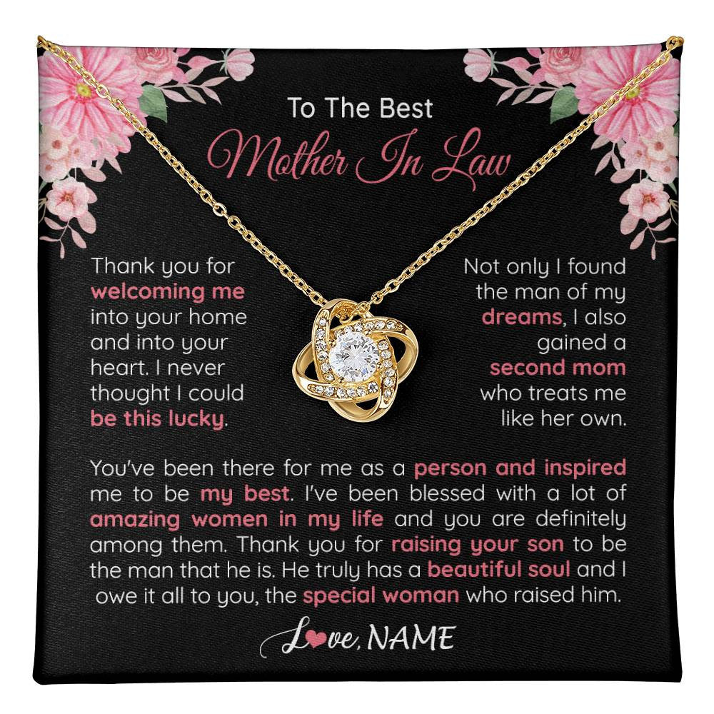 Personalized To My Best Mother In Law Necklace From Daugter In Law Thank You Husband Mom Mother Birthday Wedding Day Christmas Customized Gift Box Message Card