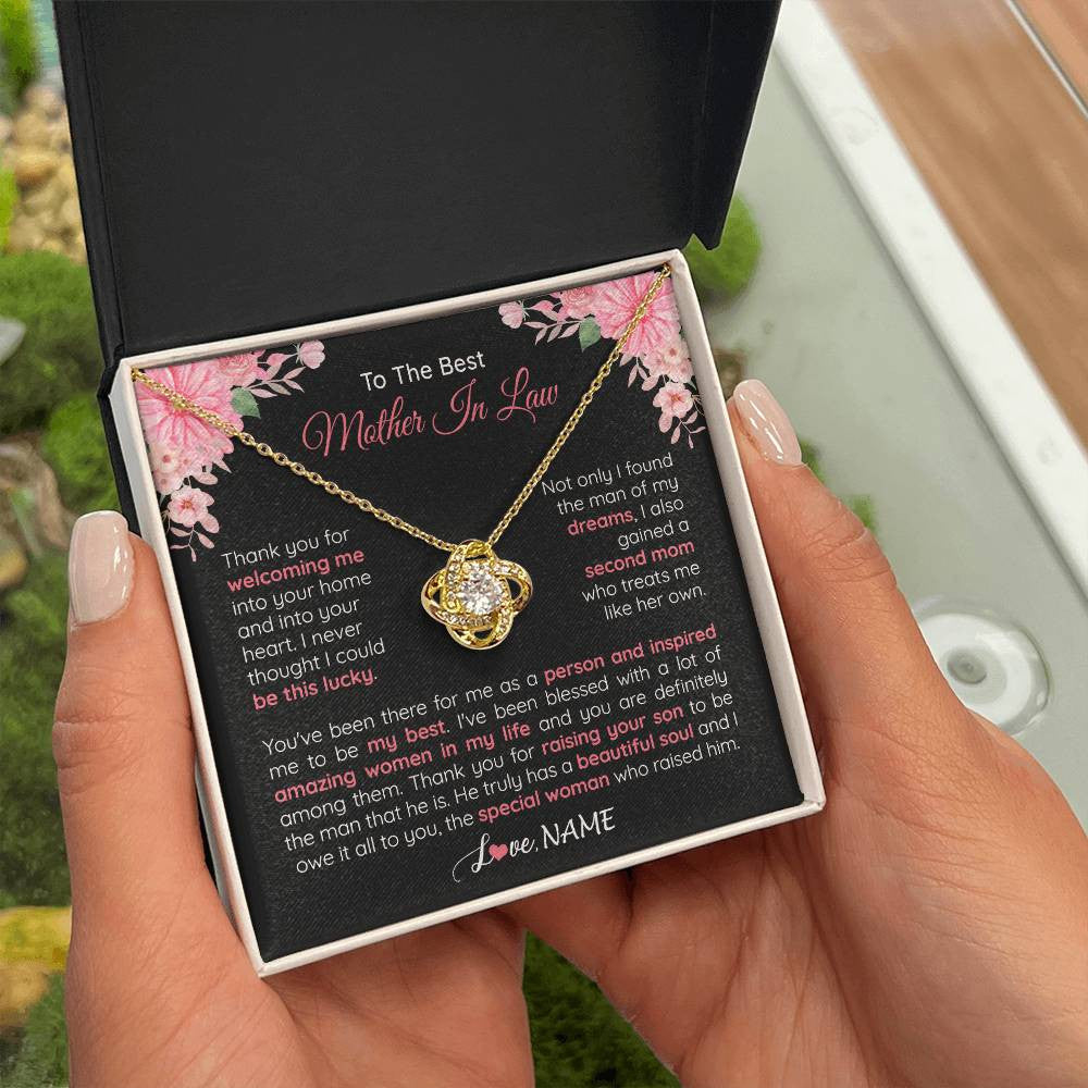 Personalized To My Best Mother In Law Necklace From Daugter In Law Thank You Husband Mom Mother Birthday Wedding Day Christmas Customized Gift Box Message Card
