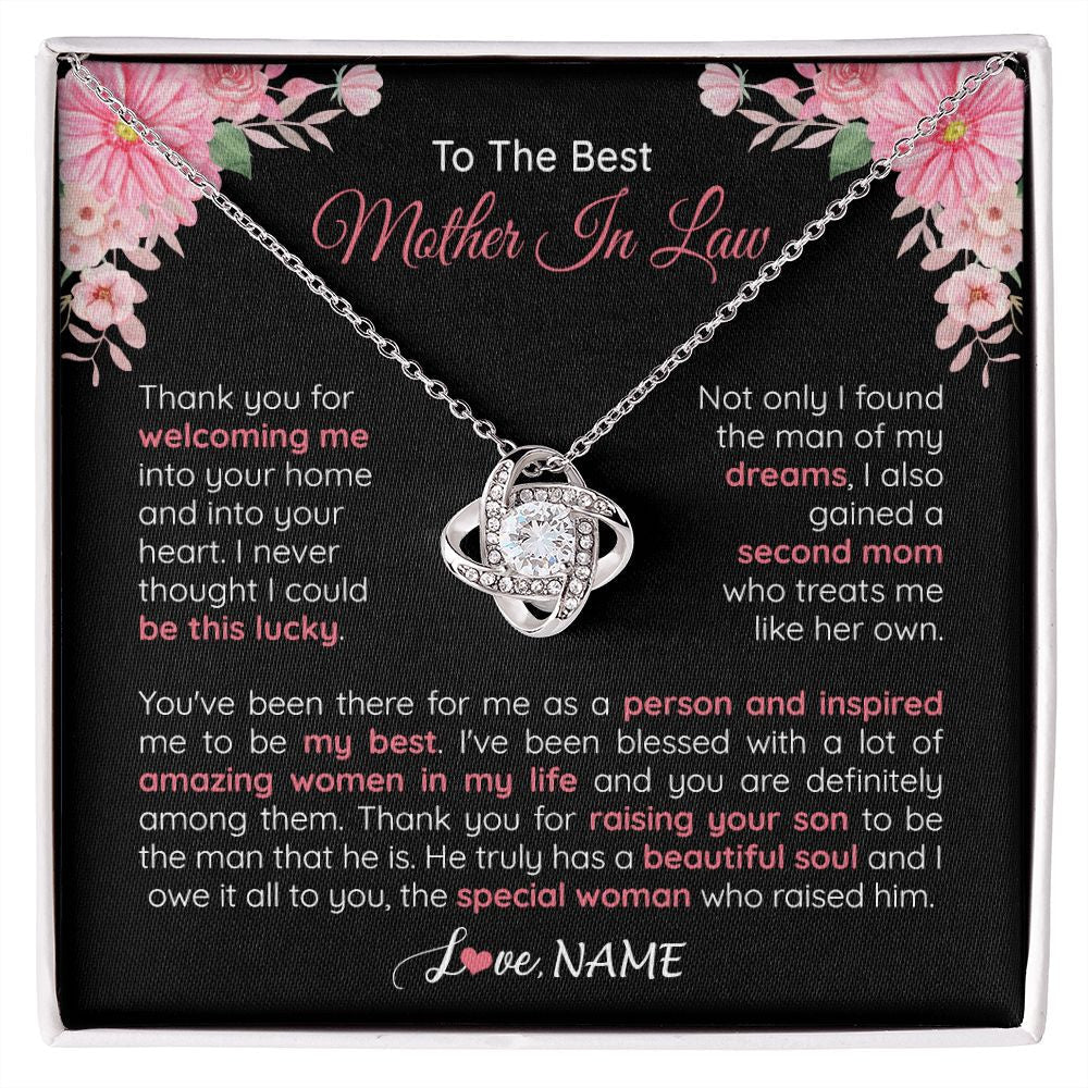 Personalized To My Best Mother In Law Necklace From Daugter In Law Thank You Husband Mom Mother Birthday Wedding Day Christmas Customized Gift Box Message Card