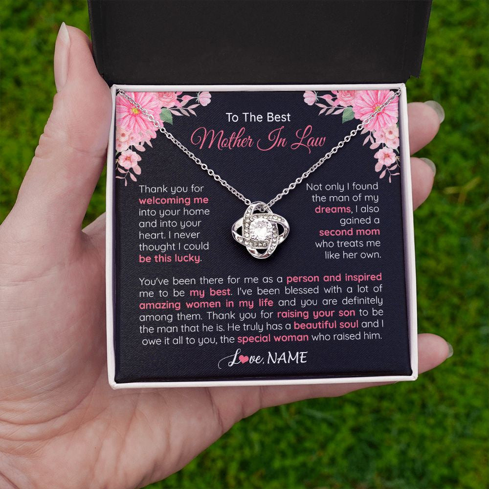 Personalized To My Best Mother In Law Necklace From Daugter In Law Thank You Husband Mom Mother Birthday Wedding Day Christmas Customized Gift Box Message Card