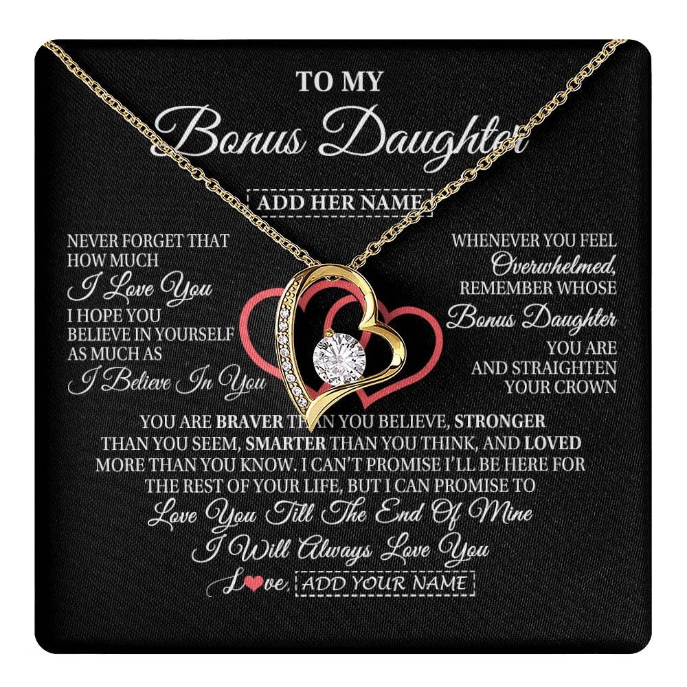 Personalized To My Bonus Daughter Birthday Gifts From Stepmother Stepdad Always Love You Stepdaughter Gifts Necklace Christmas Custom Gift Box Message Card