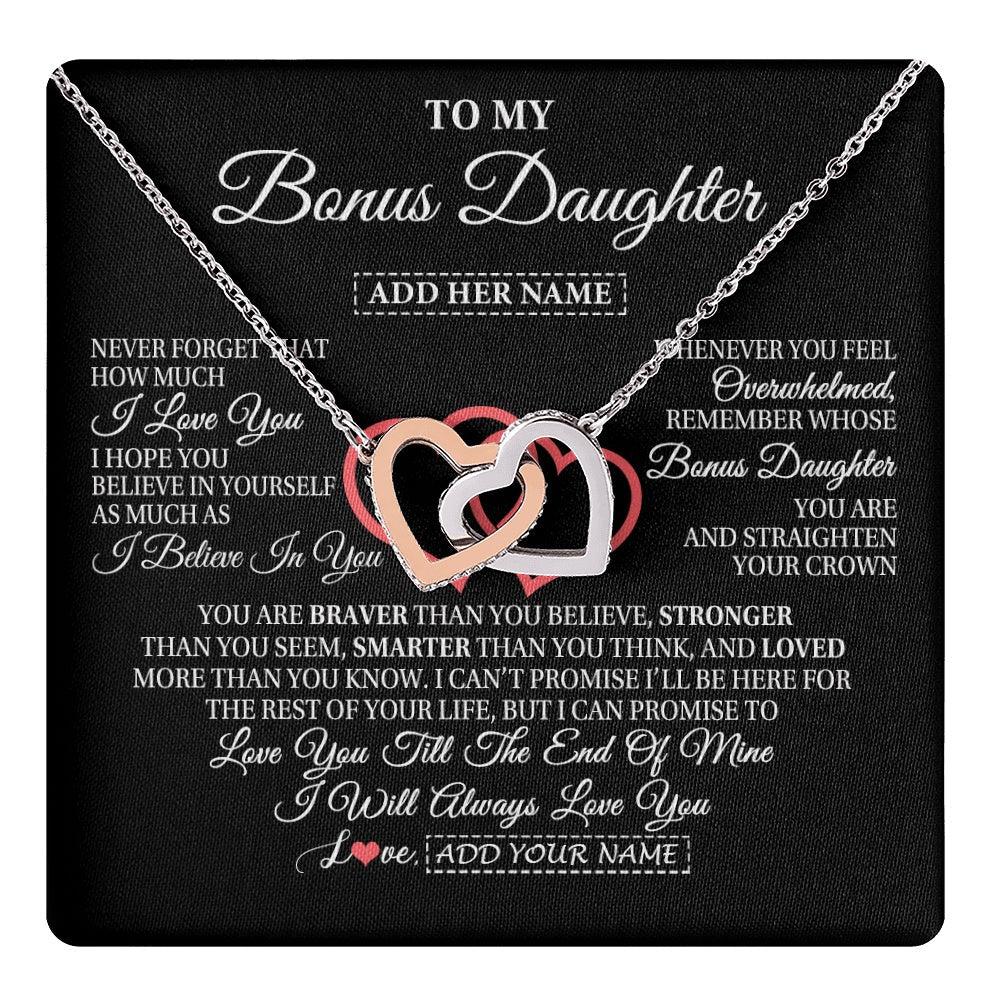 Personalized To My Bonus Daughter Birthday Gifts From Stepmother Stepdad Always Love You Stepdaughter Gifts Necklace Christmas Custom Gift Box Message Card