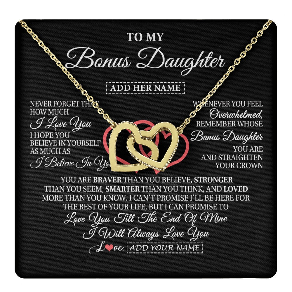 Personalized To My Bonus Daughter Birthday Gifts From Stepmother Stepdad Always Love You Stepdaughter Gifts Necklace Christmas Custom Gift Box Message Card