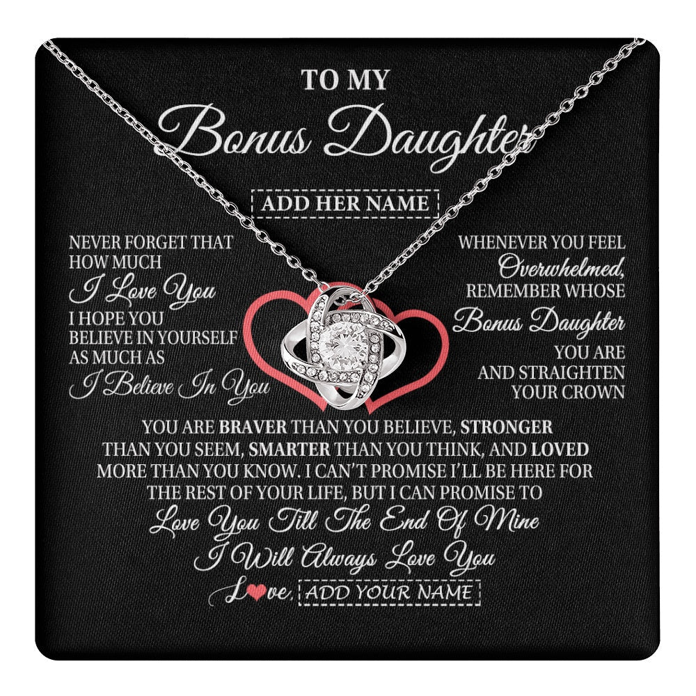 Personalized To My Bonus Daughter Birthday Gifts From Stepmother Stepdad Always Love You Stepdaughter Gifts Necklace Christmas Custom Gift Box Message Card