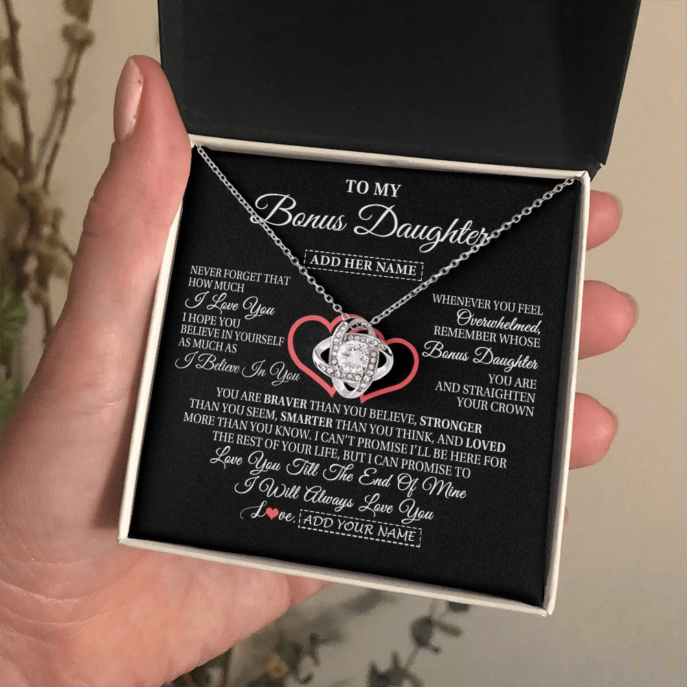 Personalized To My Bonus Daughter Birthday Gifts From Stepmother Stepdad Always Love You Stepdaughter Gifts Necklace Christmas Custom Gift Box Message Card