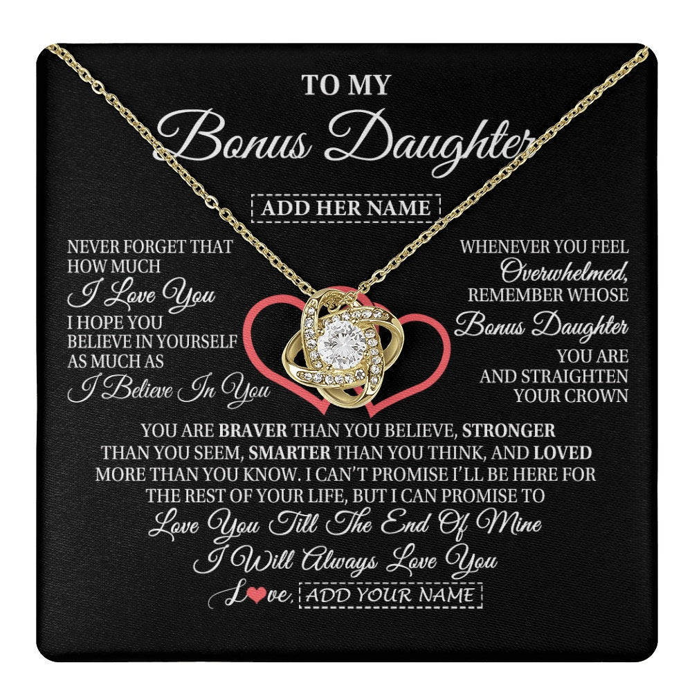 Personalized To My Bonus Daughter Birthday Gifts From Stepmother Stepdad Always Love You Stepdaughter Gifts Necklace Christmas Custom Gift Box Message Card