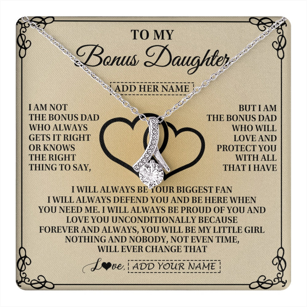 Personalized To My Bonus Daughter Gifts From Stepdad Bonus Daughter Birthday Gifts Jewelry Women Stepdaughter Pendant Necklace Christmas Gift Box Message Card
