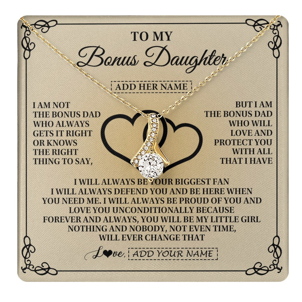 Personalized To My Bonus Daughter Gifts From Stepdad Bonus Daughter Birthday Gifts Jewelry Women Stepdaughter Pendant Necklace Christmas Gift Box Message Card