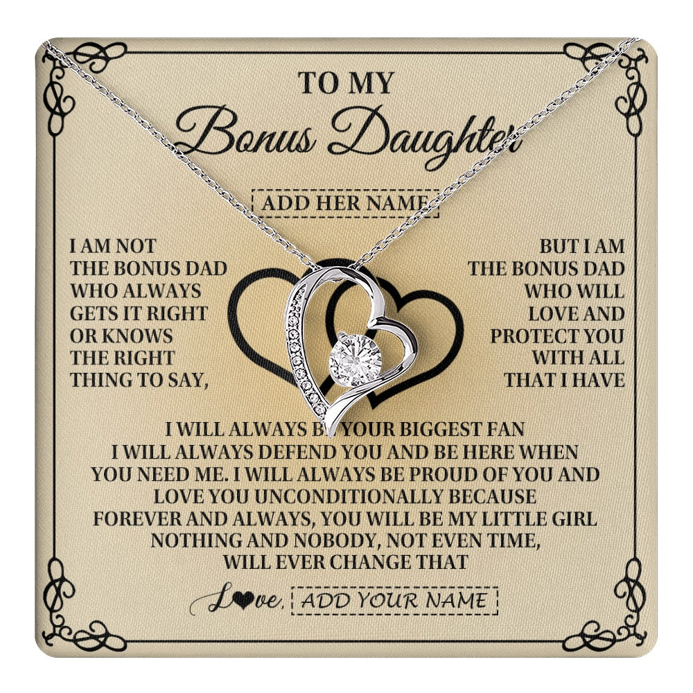 Personalized To My Bonus Daughter Gifts From Stepdad Bonus Daughter Birthday Gifts Jewelry Women Stepdaughter Pendant Necklace Christmas Gift Box Message Card