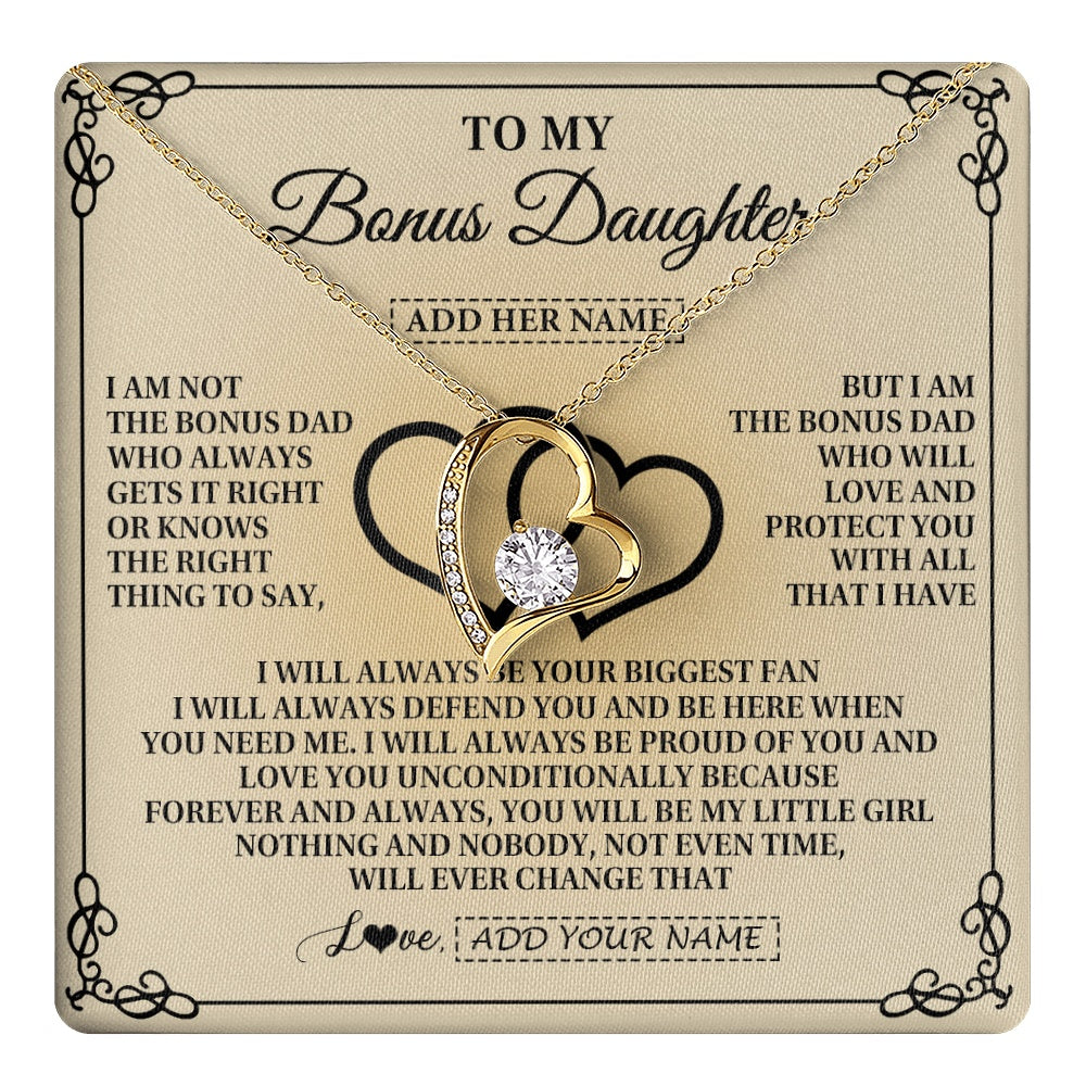Personalized To My Bonus Daughter Gifts From Stepdad Bonus Daughter Birthday Gifts Jewelry Women Stepdaughter Pendant Necklace Christmas Gift Box Message Card
