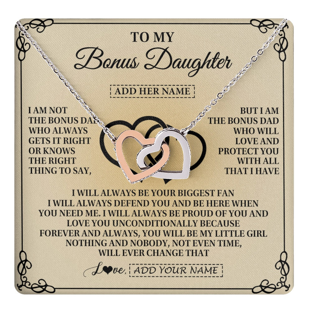 Personalized To My Bonus Daughter Gifts From Stepdad Bonus Daughter Birthday Gifts Jewelry Women Stepdaughter Pendant Necklace Christmas Gift Box Message Card