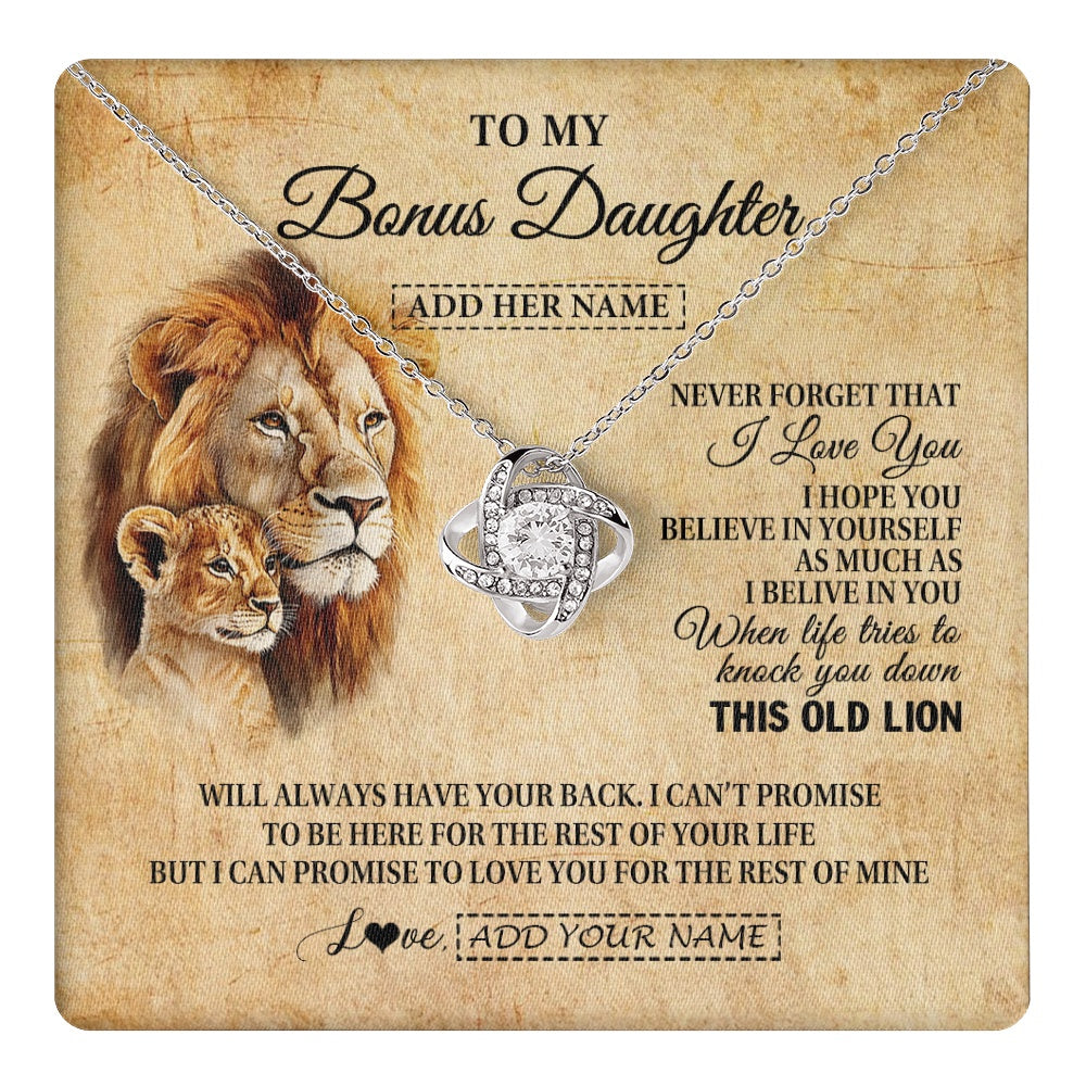 Personalized To My Bonus Daughter Gifts From Stepdad Lion Necklace I Love You Stepdaughter Birthday Gifts Graduation Christmas Custom Gift Box Message Card