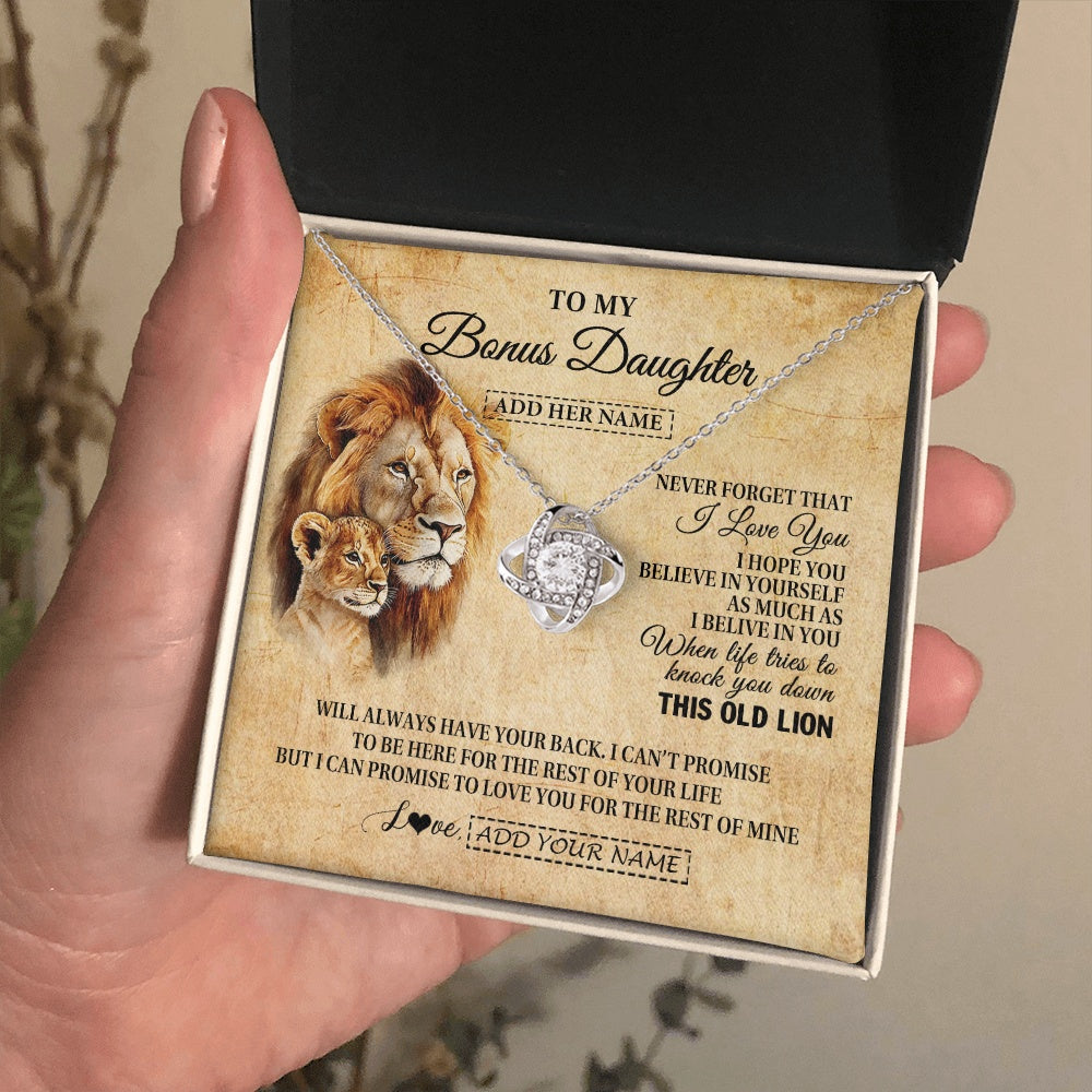 Personalized To My Bonus Daughter Gifts From Stepdad Lion Necklace I Love You Stepdaughter Birthday Gifts Graduation Christmas Custom Gift Box Message Card