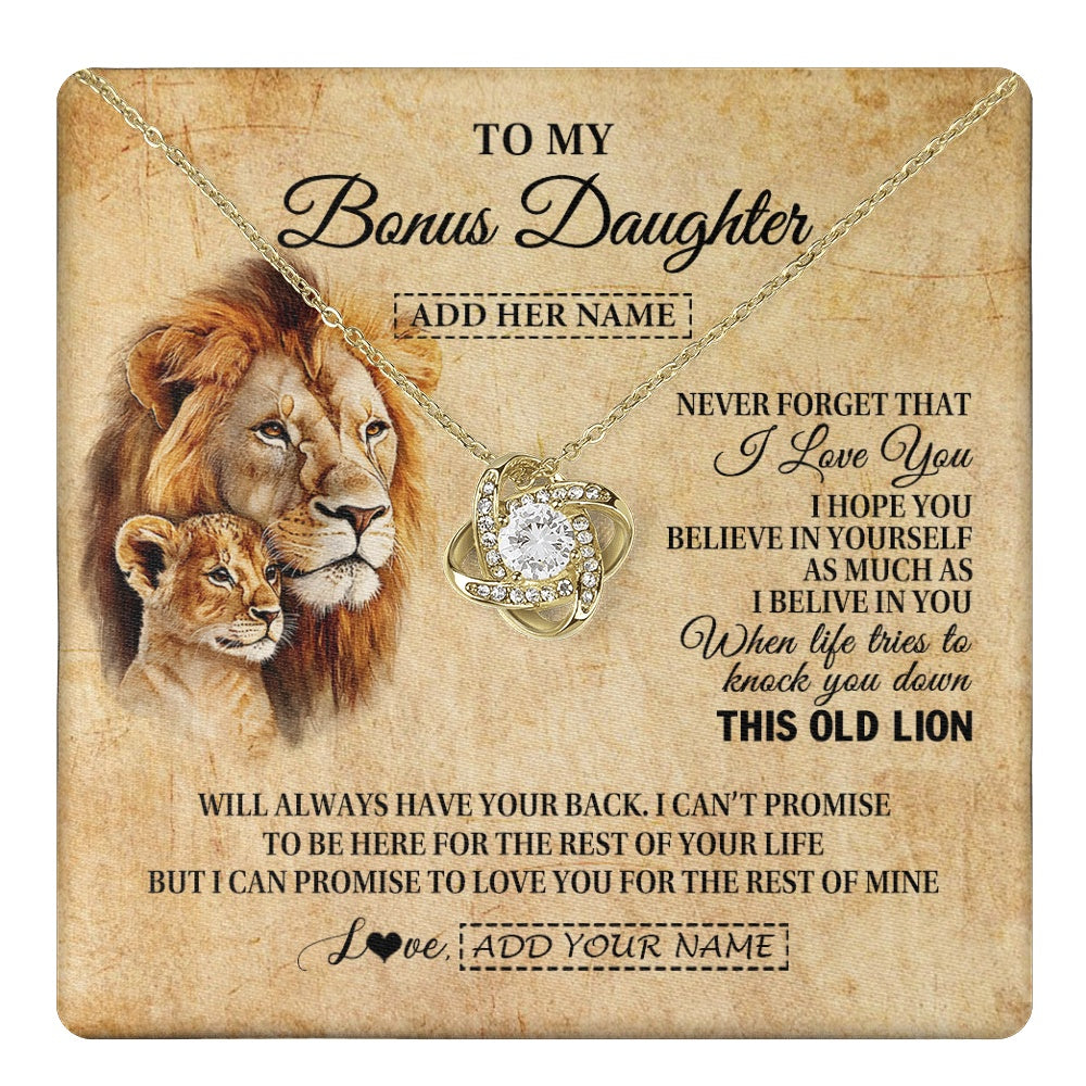 Personalized To My Bonus Daughter Gifts From Stepdad Lion Necklace I Love You Stepdaughter Birthday Gifts Graduation Christmas Custom Gift Box Message Card