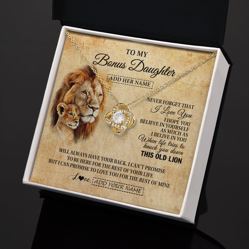 Personalized To My Bonus Daughter Gifts From Stepdad Lion Necklace I Love You Stepdaughter Birthday Gifts Graduation Christmas Custom Gift Box Message Card