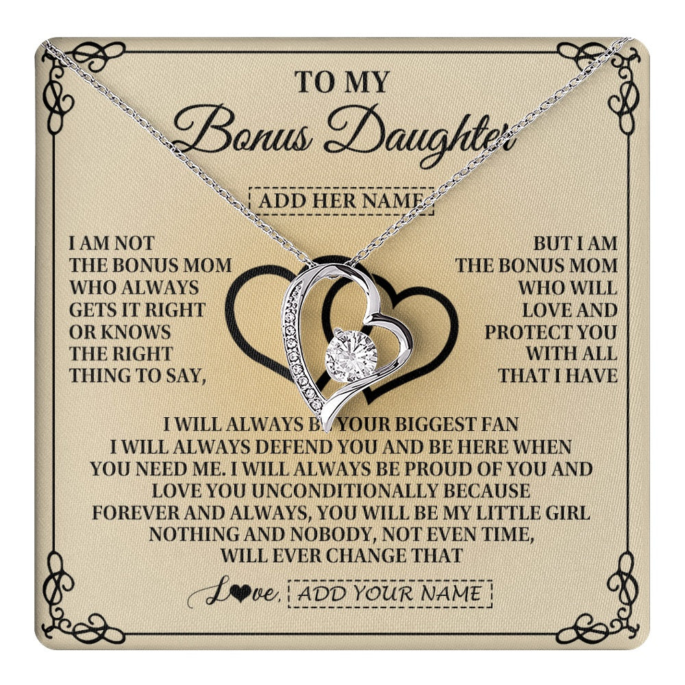 Personalized To My Bonus Daughter Gifts From Stepmom Bonus Daughter Birthday Gifts Jewelry Women Stepdaughter Pendant Necklace Christmas Gift Box Message Card