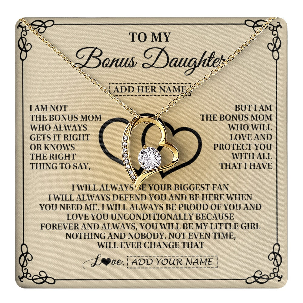 Personalized To My Bonus Daughter Gifts From Stepmom Bonus Daughter Birthday Gifts Jewelry Women Stepdaughter Pendant Necklace Christmas Gift Box Message Card