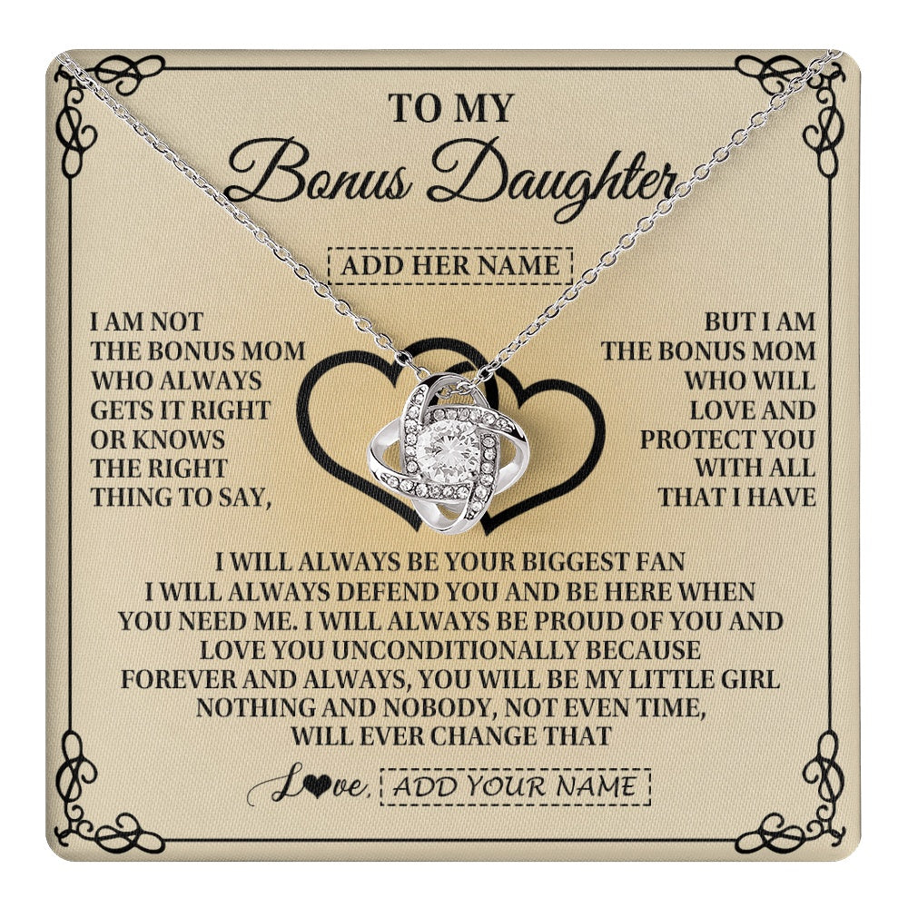 Personalized To My Bonus Daughter Gifts From Stepmom Bonus Daughter Birthday Gifts Jewelry Women Stepdaughter Pendant Necklace Christmas Gift Box Message Card