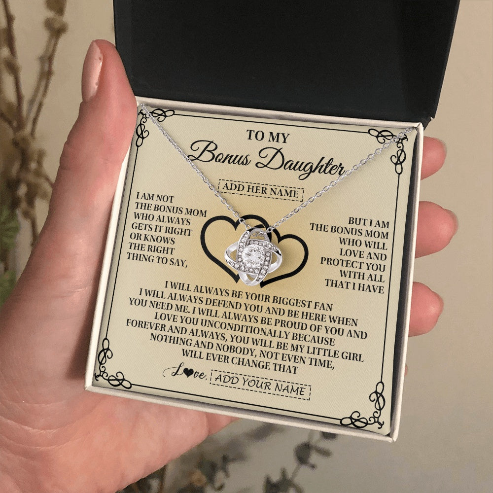 Personalized To My Bonus Daughter Gifts From Stepmom Bonus Daughter Birthday Gifts Jewelry Women Stepdaughter Pendant Necklace Christmas Gift Box Message Card