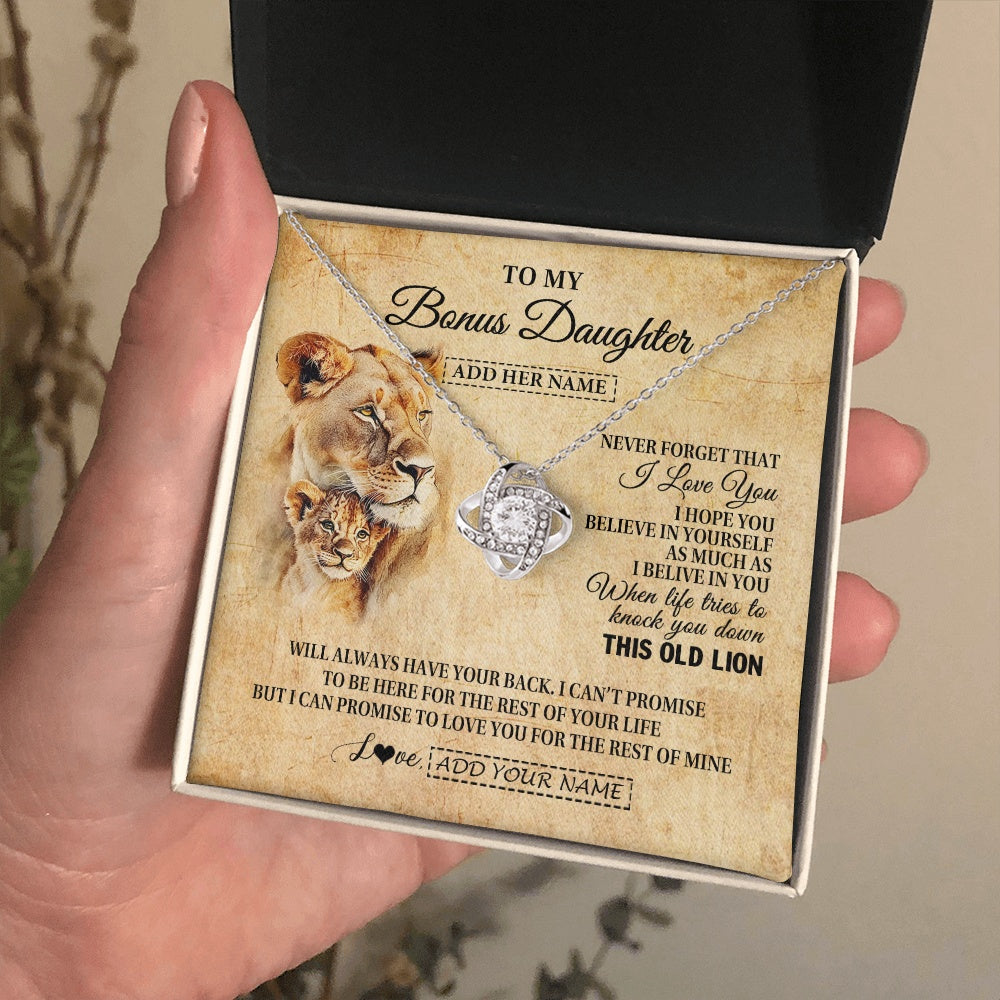 Personalized To My Bonus Daughter Gifts From Stepmom Lion Necklace I Love You Stepdaughter Birthday Gifts Graduation Christmas Custom Gift Box Message Card
