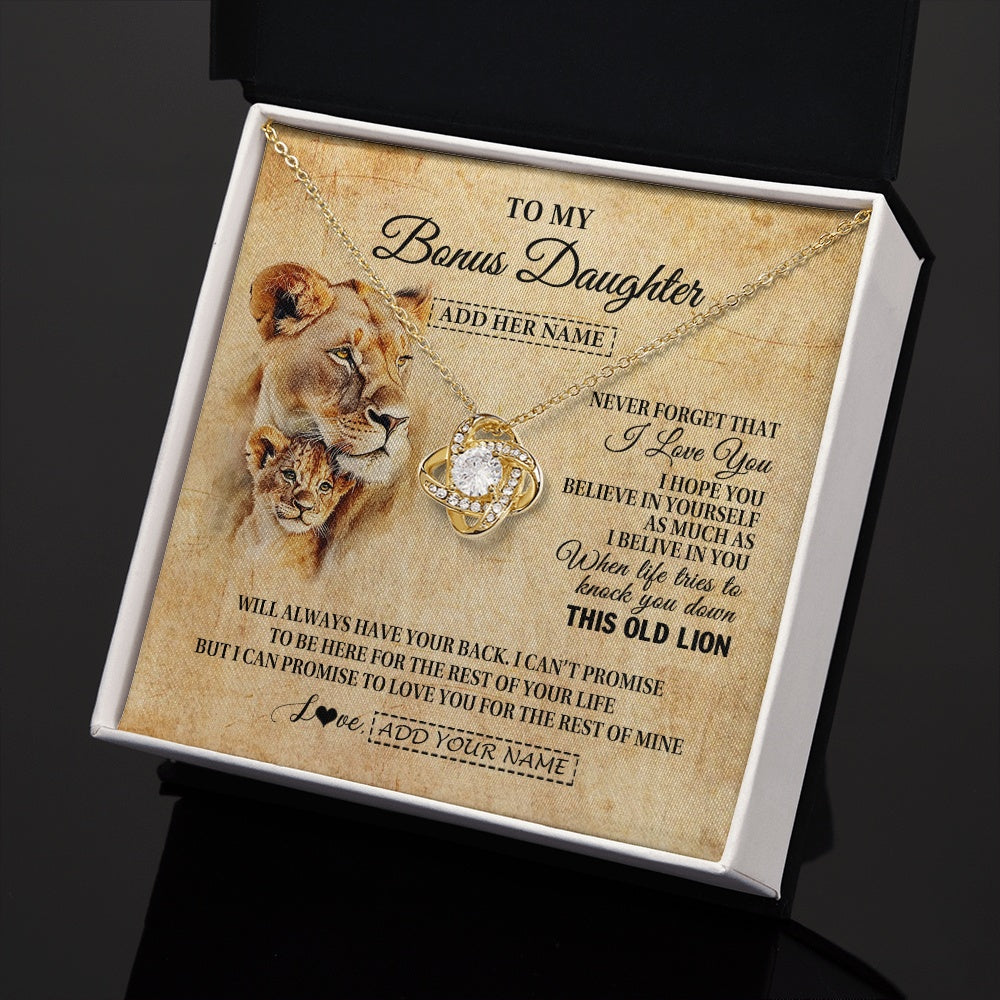 Personalized To My Bonus Daughter Gifts From Stepmom Lion Necklace I Love You Stepdaughter Birthday Gifts Graduation Christmas Custom Gift Box Message Card