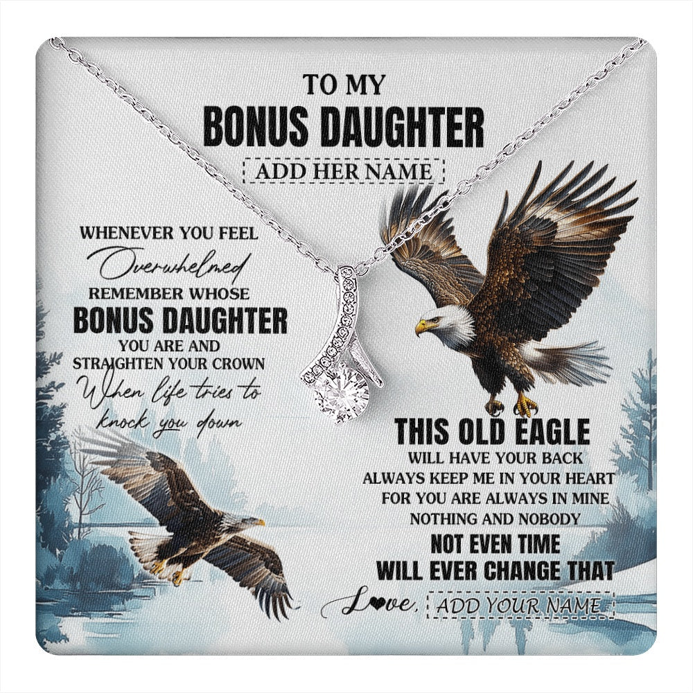 Personalized To My Bonus Daughter Gifts Necklace From Stepmom Whenever Eagle Unique Birthday Gifts For Stepdaughter Christmas Jewelry Gift Box Message Card