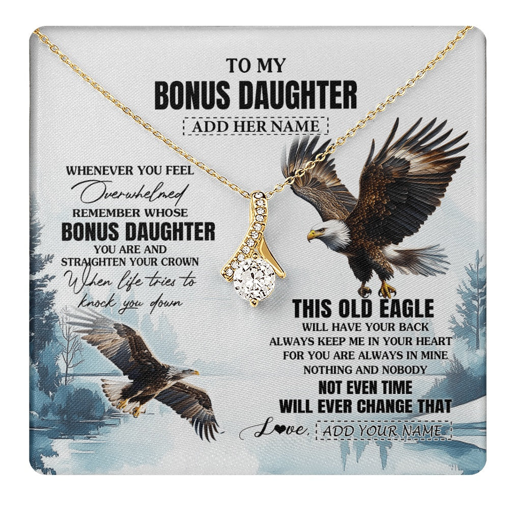 Personalized To My Bonus Daughter Gifts Necklace From Stepmom Whenever Eagle Unique Birthday Gifts For Stepdaughter Christmas Jewelry Gift Box Message Card