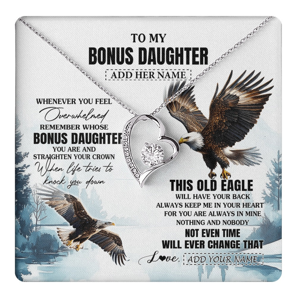 Personalized To My Bonus Daughter Gifts Necklace From Stepmom Whenever Eagle Unique Birthday Gifts For Stepdaughter Christmas Jewelry Gift Box Message Card